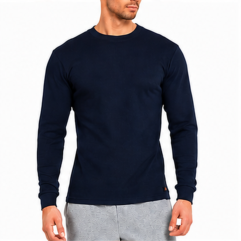 Men's Cotton Waffle-Knit Thermal Shirt-Long Sleeve Warm Crewneck Top