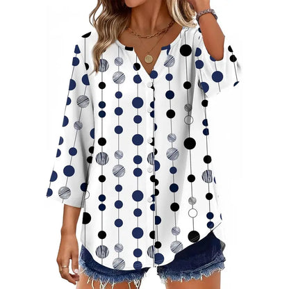 Soft Flowing V-Neck Button Shirt – Modern Casual Chic Blouse