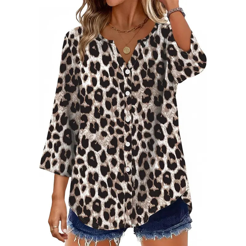 Soft Flowing V-Neck Button Shirt – Modern Casual Chic Blouse