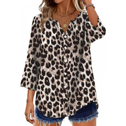 Soft Flowing V-Neck Button Shirt – Modern Casual Chic Blouse