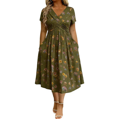 Floral V-neck dress with a twist at the waist elegant and casual for any occasion