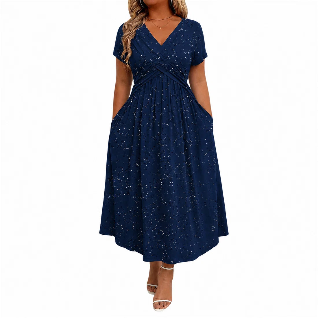Women's Elegant V-Neck Twist Front Dress