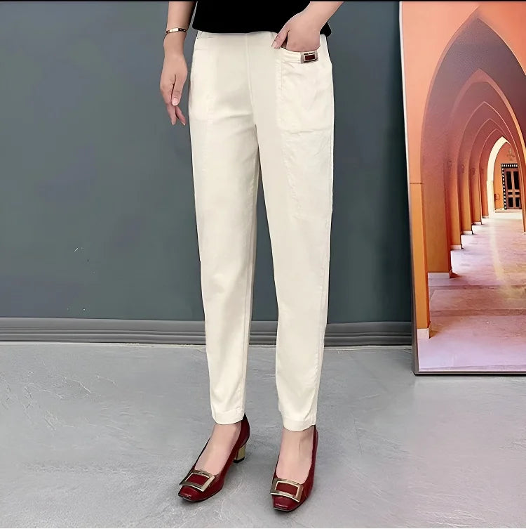 🎁Limited time 50% OFF⏳Good Gift🎉Women's Elastic Waist Cotton Trousers