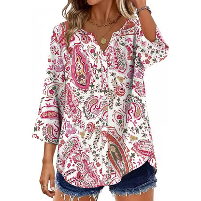 Soft Flowing V-Neck Button Shirt – Modern Casual Chic Blouse