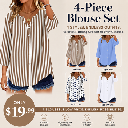 Soft Flowing V-Neck Button Shirt – Modern Casual Chic Blouse