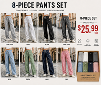 Eight-piece set. Note: Eight different colors.