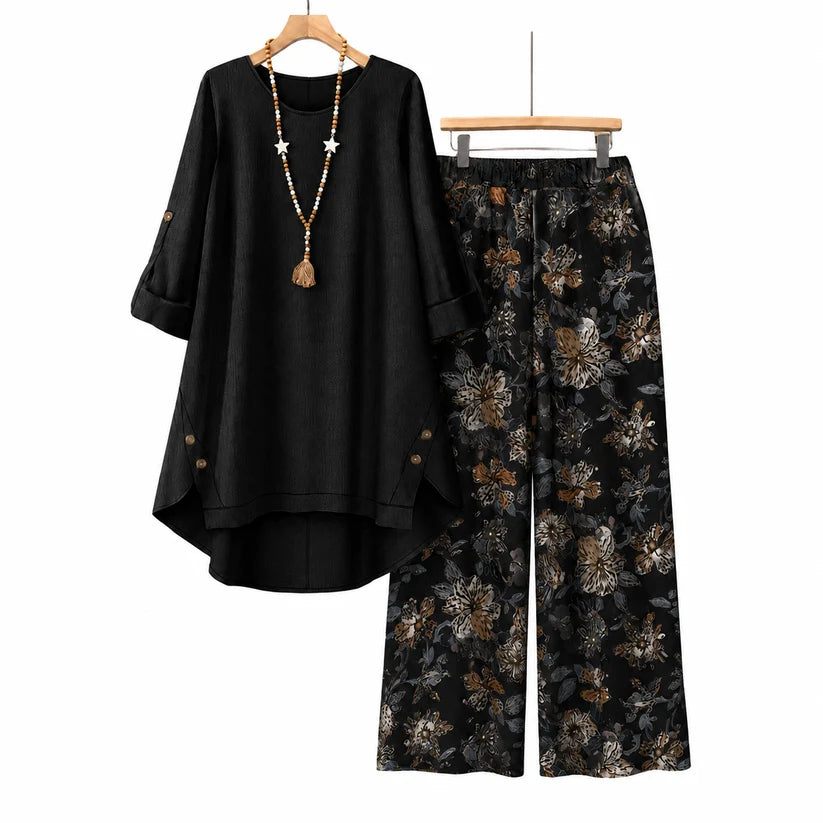 Women's Cotton Linen Half Sleeve Top & Pants Set - Breathable & lightweight