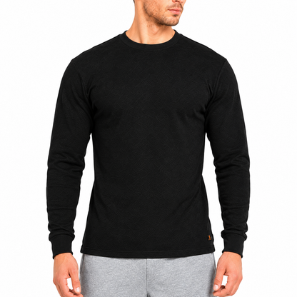 Men's Cotton Waffle-Knit Thermal Shirt-Long Sleeve Warm Crewneck Top
