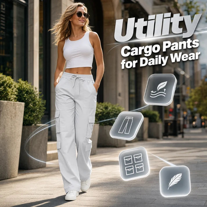 Women's Casual Multi-Pocket Elastic Waistband Cargo Pants