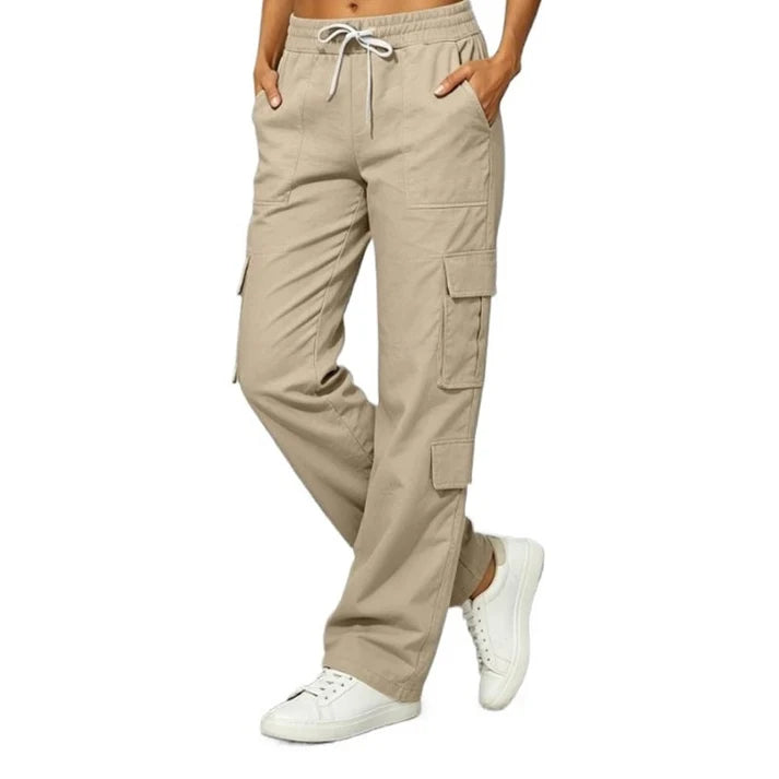 Women's Casual Multi-Pocket Elastic Waistband Cargo Pants
