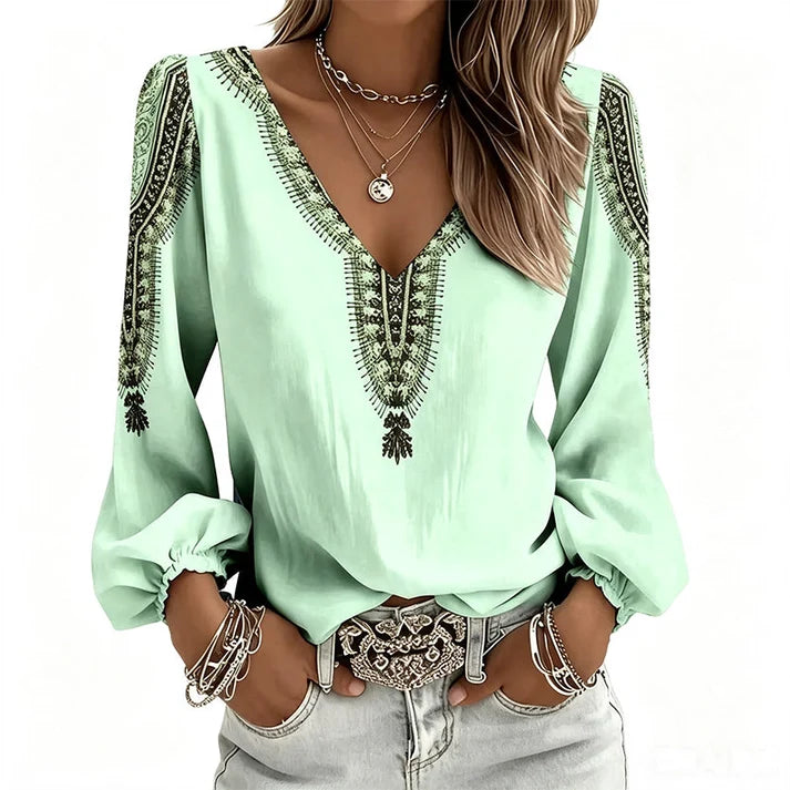 ✨🛍️Fresh Drop - V-Neck 3D Print Long Sleeve – Flattering Fit & Modern Aesthetic for Any Wardrobe