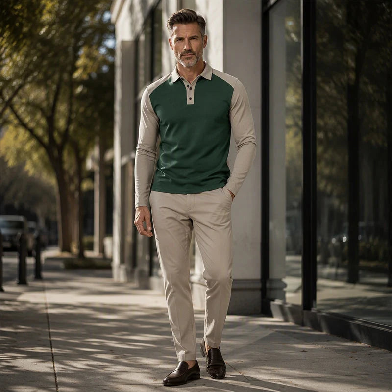 🍁New Fall Collection-Men's Casual Color-Block Long Sleeve Shirt