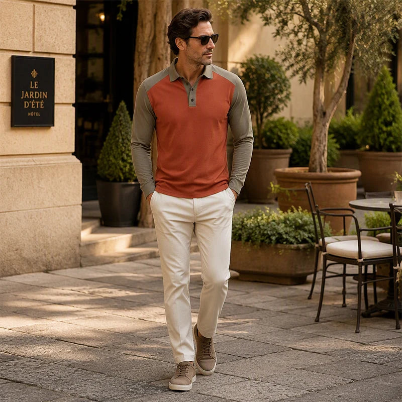 🍁New Fall Collection-Men's Casual Color-Block Long Sleeve Shirt