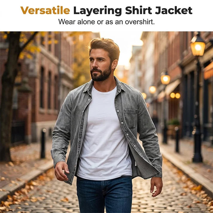 ⏰Last Day Sale 50% Off Retro Washed Denim Shirt Men's