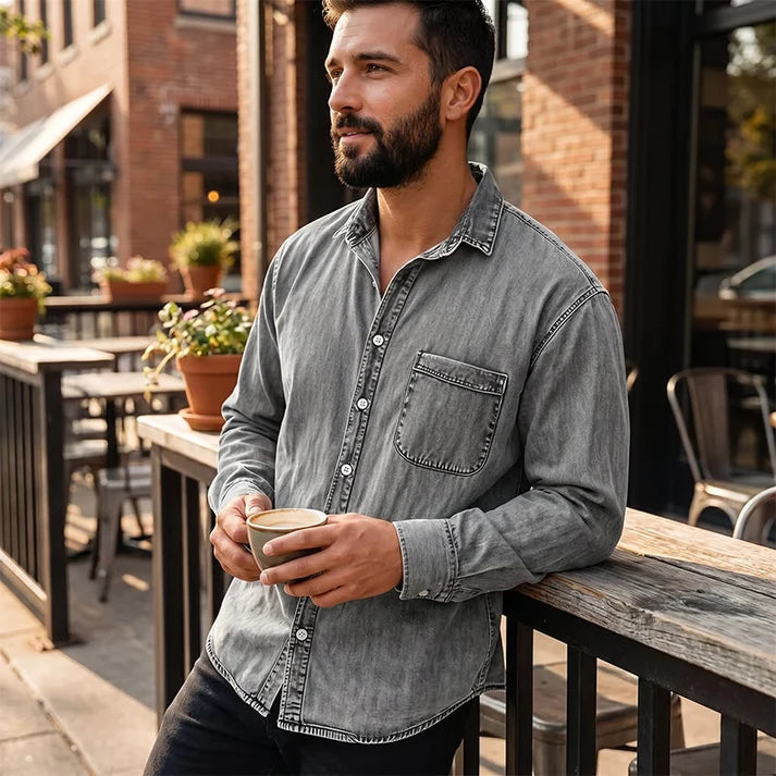 ⏰Last Day Sale 50% Off Retro Washed Denim Shirt Men's