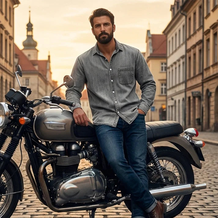 ⏰Last Day Sale 50% Off Retro Washed Denim Shirt Men's