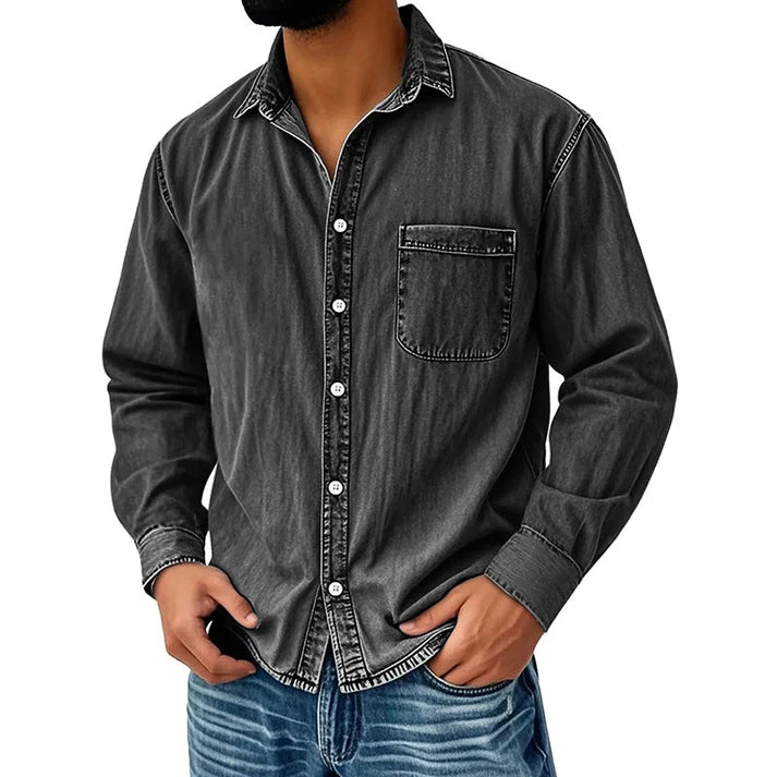 ⏰Last Day Sale 50% Off Retro Washed Denim Shirt Men's