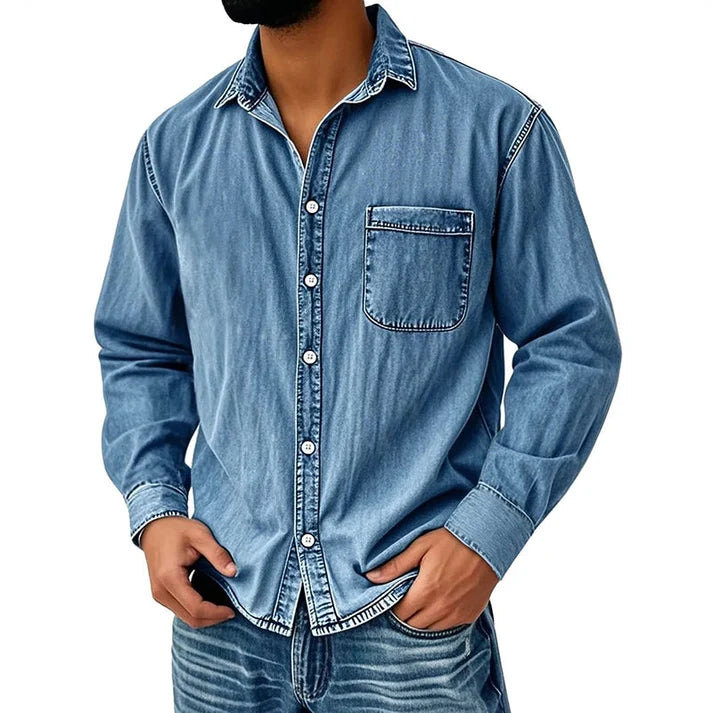 ⏰Last Day Sale 50% Off Retro Washed Denim Shirt Men's