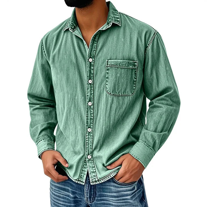 ⏰Last Day Sale 50% Off Retro Washed Denim Shirt Men's