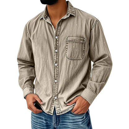 ⏰Last Day Sale 50% Off Retro Washed Denim Shirt Men's